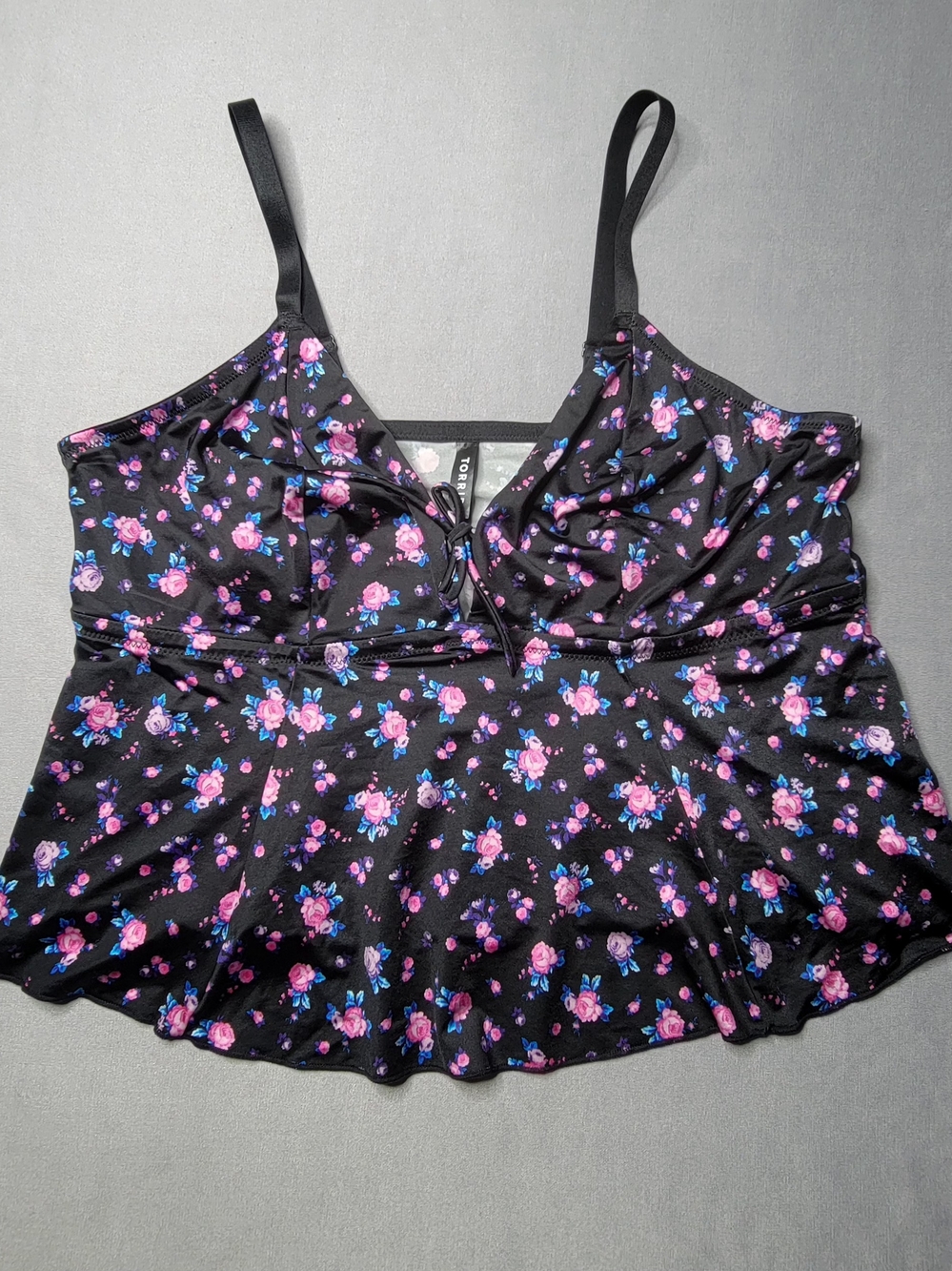Torrid Women's Floral Swim Top Black Pink Size 2X